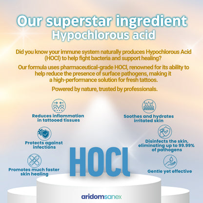 Tattoo Cleanser & Skin Disinfectant Refill Spray 500 ml (PK 12) – Alcohol-Free, HOCl-Powered, pH-Neutral, Fragrance-Free Formula TattooGard