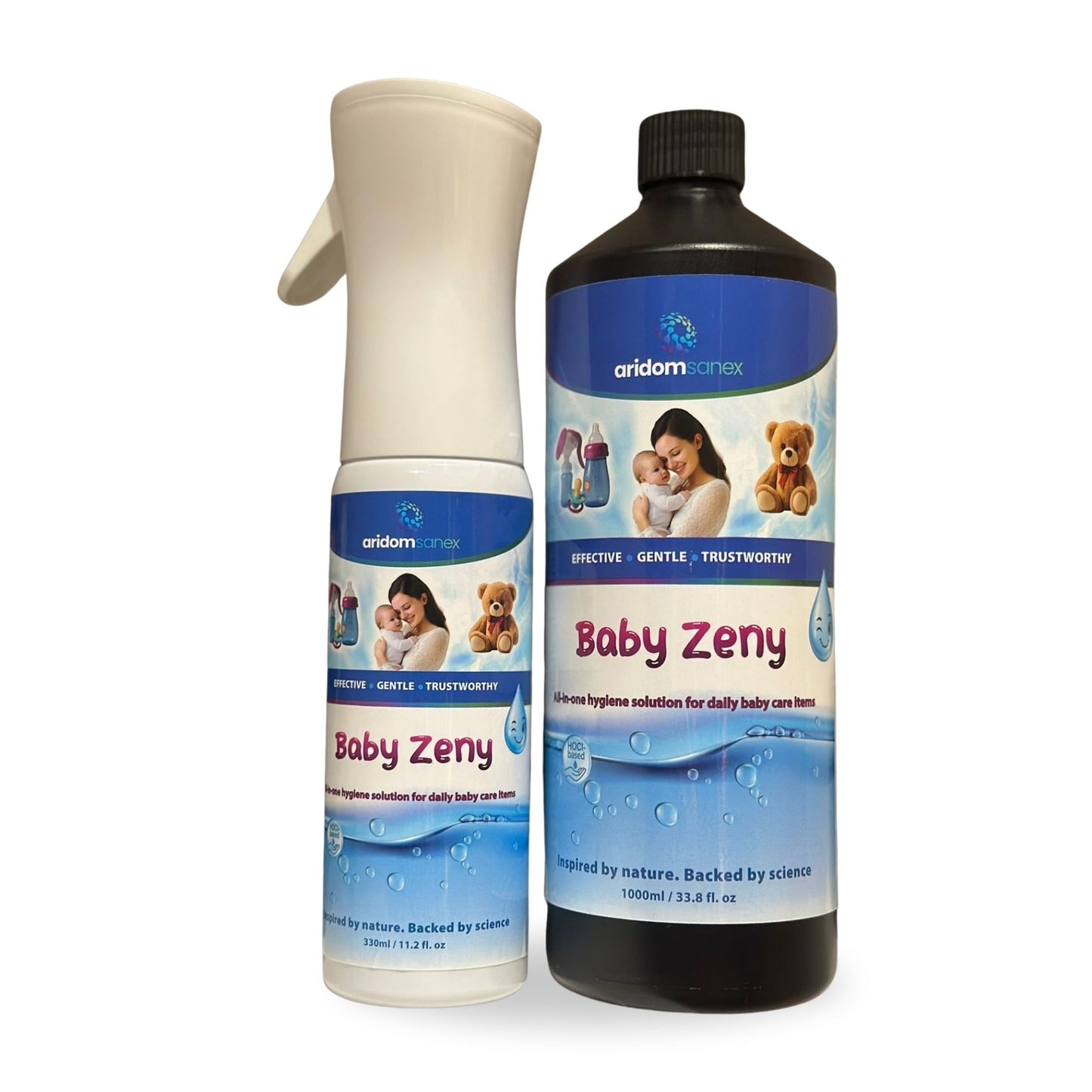 Baby Zeny Sanitising Spray – Pack of 3 × 330 ml, HOCl Hypochlorous Acid No-Rinse Mist for Bottles, Toys, Changing Mats & Nursery Surfaces