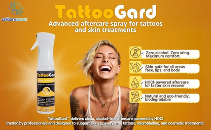 Tattoo Cleanser & Skin Disinfectant Refill Spray 500 ml (PK 12) – Alcohol-Free, HOCl-Powered, pH-Neutral, Fragrance-Free Formula TattooGard