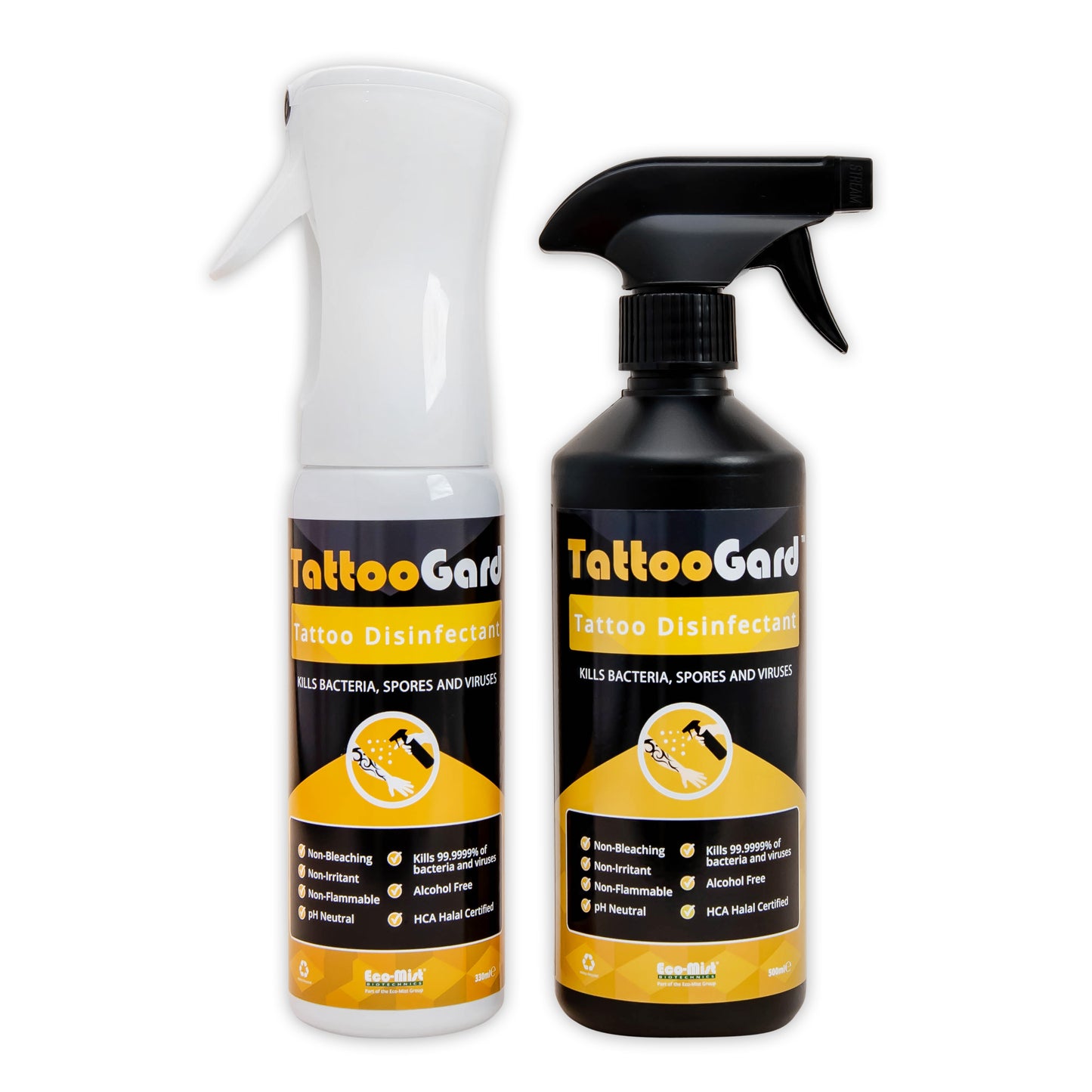 Tattoo Cleanser & Skin Disinfectant Refill Spray 500 ml (PK 12) – Alcohol-Free, HOCl-Powered, pH-Neutral, Fragrance-Free Formula TattooGard