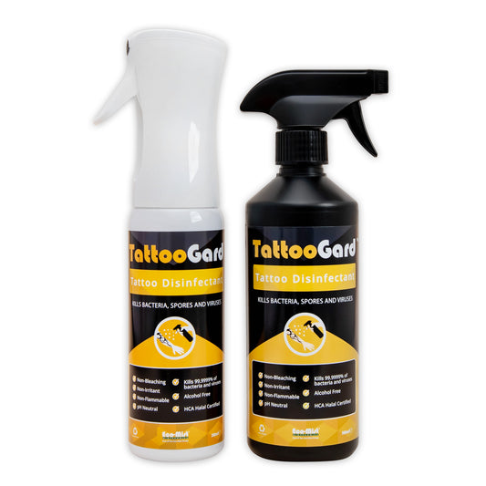 Tattoo Cleanser & Skin Disinfectant Refill Spray 500 ml (PK 12) – Alcohol-Free, HOCl-Powered, pH-Neutral, Fragrance-Free Formula TattooGard